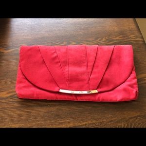 Red clutch faux suede Fire engine red Gorgeous!